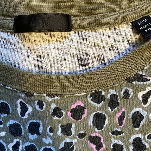 ATM Anthony Thomas Melillo Leopard Print Slub Cotton Crew Short Sleeve Tee Top - Picture 5 of 6